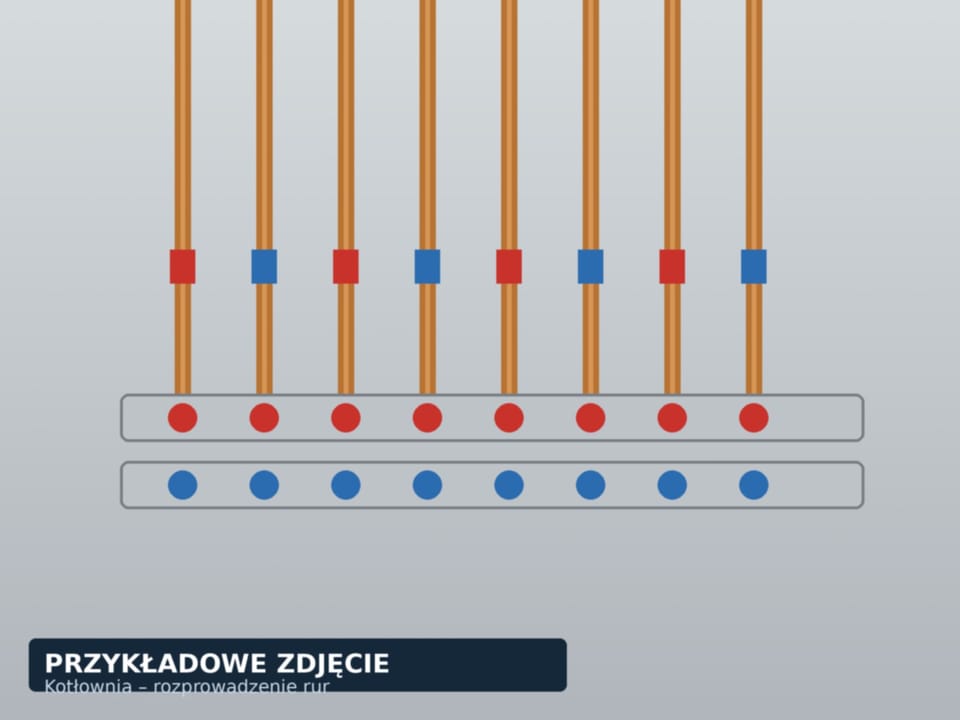 Rozprowadzenie rur zasilania i powrotu w kotłowni