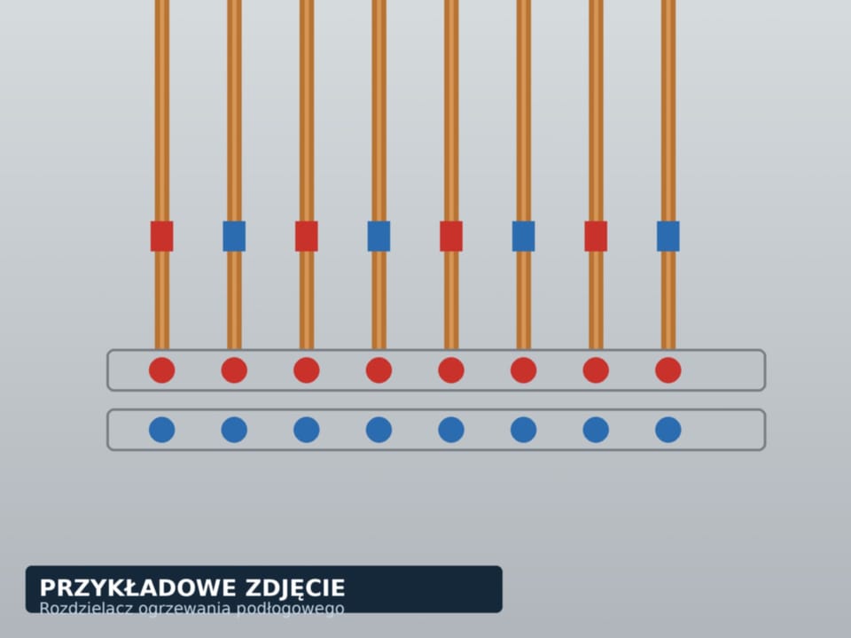 Rozdzielacz ogrzewania podłogowego z zaworami na każdym obiegu